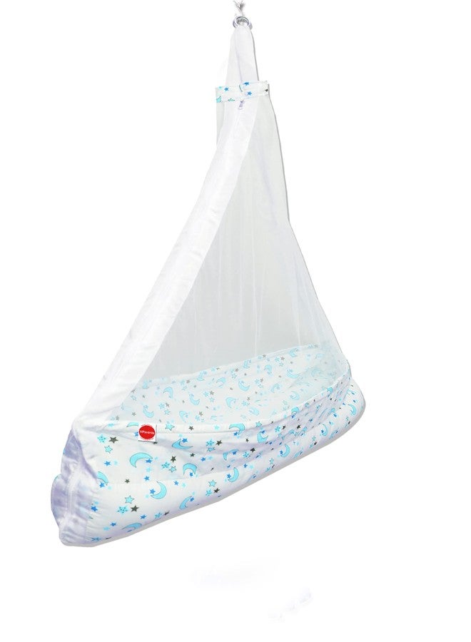 VParents Newborn Baby Sleep Swing Cradle Jhula Palna Tottilu with Attached Bed and Mosquito net Galaxy (Blue)110680 - Image 2